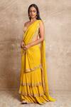 Shop_Arpita Mehta_Yellow Pre-draped Embroidered Saree Set _Online_at_Aza_Fashions