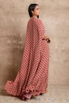 Shop_Arpita Mehta_Red Crepe Silk Floral Print Kaftan And Pant Set_at_Aza_Fashions
