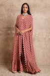 Buy_Arpita Mehta_Red Crepe Silk Floral Print Kaftan And Pant Set_Online_at_Aza_Fashions