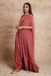 Shop_Arpita Mehta_Red Crepe Silk Floral Print Kaftan And Pant Set_Online_at_Aza_Fashions