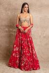 Shop_Arpita Mehta_Red Georgette Floral Print Skirt Set_Online_at_Aza_Fashions