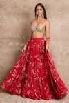 Arpita Mehta_Red Georgette Floral Print Skirt Set_at_Aza_Fashions