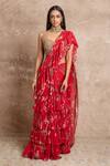 Buy_Arpita Mehta_Red Georgette Ruffle Pre-draped Saree Set_Online_at_Aza_Fashions