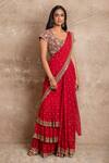 Arpita Mehta_Red Pre-draped Embroidered Saree Set _Online_at_Aza_Fashions