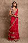 Shop_Arpita Mehta_Red Pre-draped Embroidered Saree Set _Online_at_Aza_Fashions