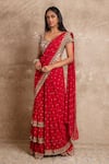 Arpita Mehta_Red Pre-draped Embroidered Saree Set _at_Aza_Fashions