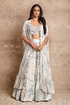 Arpita Mehta_White Crepe Silk Leaf Print Cape And Sharara Set_Online_at_Aza_Fashions
