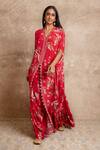Buy_Arpita Mehta_Red Floral Print Kaftan And Pant Set_Online_at_Aza_Fashions