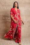 Shop_Arpita Mehta_Red Floral Print Kaftan And Pant Set_Online_at_Aza_Fashions