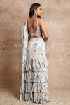 Shop_Arpita Mehta_Blue Floral Print Pre-draped Saree Set For Women_at_Aza_Fashions