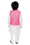 Shop_Tiny Pants_Pink Chanderi Cotton Embroidered Gota Work Striped Bundi Kurta Set _at_Aza_Fashions