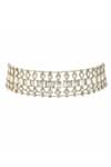 Shop_Ajooni Jewels_Silver Plated Kundan And Pearls Embellished Choker _at_Aza_Fashions