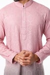 Kasbah_Pink Georgette Embroidered Floral Kurta Set_Online_at_Aza_Fashions