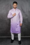 Buy_Kasbah_Purple Georgette Embroidered Foil And Mirror Work Kurta _at_Aza_Fashions