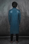 Shop_Kasbah_Blue Georgette Mirror Embroidered Kurta_at_Aza_Fashions