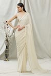 Buy_Ranian_White Silk Georgette Embroidered Zari Work Square Neck Woven Saree With Blouse _Online_at_Aza_Fashions