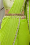 Shop_Ranian_Gold Embroidered Cutdana Belt _Online_at_Aza_Fashions