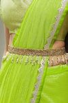 Ranian_Gold Embroidered Cutdana Belt _at_Aza_Fashions