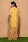 Shop_Vara By Vibha N Priti_Yellow Organza, Chiffon Bead Work, Gota Work, Hand Embroidered Kurta Sharara Set _at_Aza_Fashions