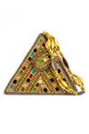 Shop_Soniya G_Multi Color Embroidery Stone Work Triangular Clutch With Handle_at_Aza_Fashions