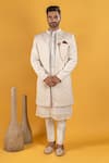 Buy_Soniya G_White Silk Embroidered Floral Sherwani Set _at_Aza_Fashions