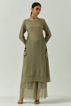 The Indian Cause_Green Chiffon Saba Straight Tunic_Online_at_Aza_Fashions