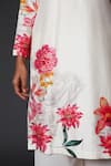 Balance by Rohit Bal_White Chanderi Silk Printed Floral Mandarin Collar Kurta And Palazzo Set _Online_at_Aza_Fashions