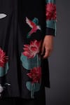 Balance by Rohit Bal_Black Chanderi Silk Embroidered Floral Mandarin Printed Kurta And Palazzo Set _Online_at_Aza_Fashions