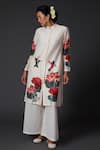 Buy_Balance by Rohit Bal_White Chanderi Silk Printed Floral Mandarin Collar Kurta And Palazzo Set _at_Aza_Fashions