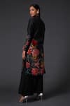 Shop_Balance by Rohit Bal_Black Silk Chanderi Printed Floral Mandarin Collar Kurta And Palazzo Set _at_Aza_Fashions