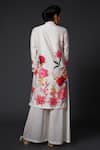 Shop_Balance by Rohit Bal_White Silk Chanderi Printed Floral Mandarin Collar Kurta And Palazzo Set _at_Aza_Fashions