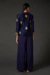 Shop_Balance by Rohit Bal_Blue Chanderi Silk Embroidered Floral Round Short Tunic  _at_Aza_Fashions