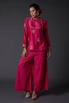 Buy_Balance by Rohit Bal_Pink Chanderi Silk Embroidered Floral Round Short Tunic _at_Aza_Fashions