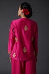 Shop_Balance by Rohit Bal_Pink Chanderi Silk Embroidered Floral Round Short Tunic _at_Aza_Fashions