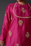 Balance by Rohit Bal_Pink Chanderi Silk Embroidered Floral Round Short Tunic _Online_at_Aza_Fashions