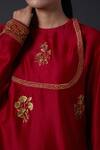 Balance by Rohit Bal_Red Chanderi Silk Embroidered Floral Round Zari Work Tunic _Online_at_Aza_Fashions