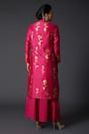 Shop_Balance By Rohit Bal_Pink Cotton, Chanderi Silk Floral Mandarin Collar Kurta And Palazzo Set _at_Aza_Fashions