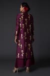 Shop_Balance by Rohit Bal_Purple Silk Chanderi Block Print Floral Mandarin Kurta And Palazzo Set  _at_Aza_Fashions