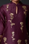 Balance by Rohit Bal_Purple Silk Chanderi Block Print Floral Mandarin Kurta And Palazzo Set  _Online_at_Aza_Fashions