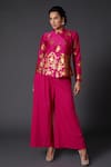 Buy_Balance by Rohit Bal_Pink Chanderi Silk Block Print Floral Mandarin Collar Short Tunic  _at_Aza_Fashions