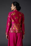 Shop_Balance by Rohit Bal_Pink Chanderi Silk Block Print Floral Mandarin Collar Short Tunic  _at_Aza_Fashions