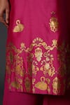 Balance by Rohit Bal_Pink Chanderi Silk Block Print Floral Mandarin Kurta And Palazzo Set  _Online_at_Aza_Fashions