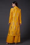Shop_Rohit Bal Designs Pvt Ltd_Yellow Cotton, Chanderi Silk Floral Mandarin Collar Printed Kurta And Palazzo Set _at_Aza_Fashions
