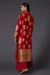 Shop_Balance by Rohit Bal_Red Silk Chanderi Block Print Floral Mandarin Kurta And Palazzo Set  _at_Aza_Fashions