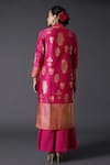 Shop_Balance by Rohit Bal_Pink Silk Chanderi Block Print Floral Mandarin Kurta And Palazzo Set  _at_Aza_Fashions