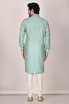 Shop_Samyukta Singhania_Blue Polyester, Cotton Embroidery Floral Motif Full Sleeve Kurta _at_Aza_Fashions
