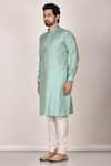 Buy_Samyukta Singhania_Blue Polyester, Cotton Embroidery Floral Motif Full Sleeve Kurta _Online_at_Aza_Fashions