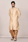 Buy_Samyukta Singhania_Beige Heavy Dupion Art Silk Embroidered Paisley Motifs Kurta And Dhoti Pant Set _at_Aza_Fashions