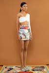 Shivan & Narresh_Multi Color Printed Short Skirt_Online_at_Aza_Fashions