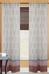 Buy_Inheritance India_White Cotton Print Chanderi Curtains Set Of 2 _at_Aza_Fashions